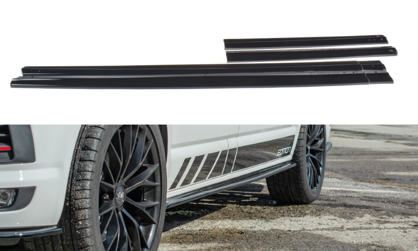 Zijskirts passend voor Volkswagen T6 Bus Glans Zwart