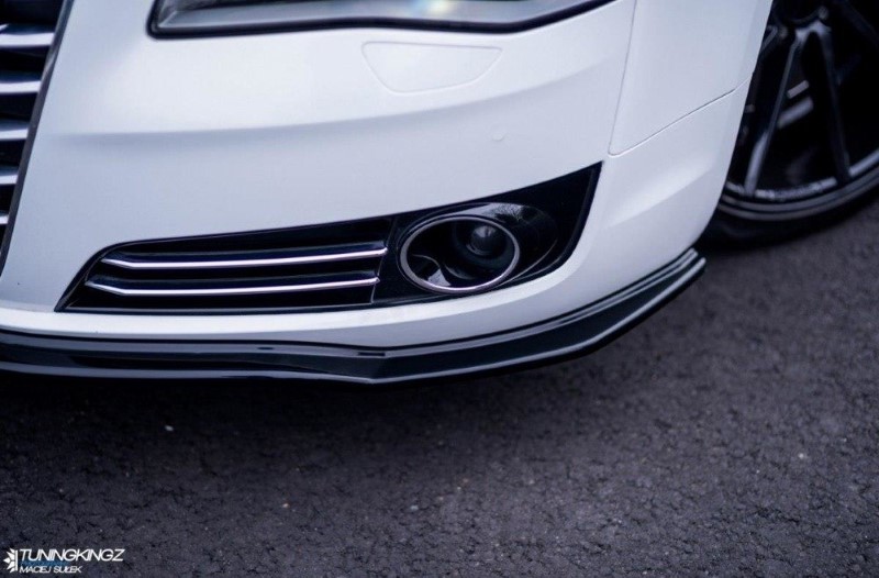 Voorspoiler passend voor Audi A8 D4 Glanzend Zwart