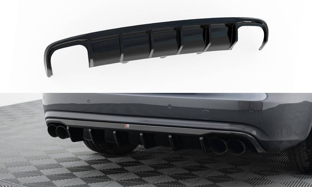 Achter Diffuser passend voor Audi A4 B8 Facelift Maxton Glans zwart (dubbele uitlaat aan beide kanten)