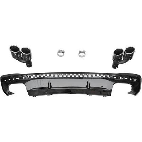 Achterbumper Diffuser passend voor Audi A4 B9 19- S4 Look S-Line Glans Zwart