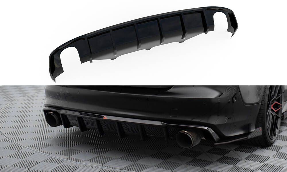 Achter Diffuser passend voor Audi A7 S-Line C7 Maxton Glanzend zwart
