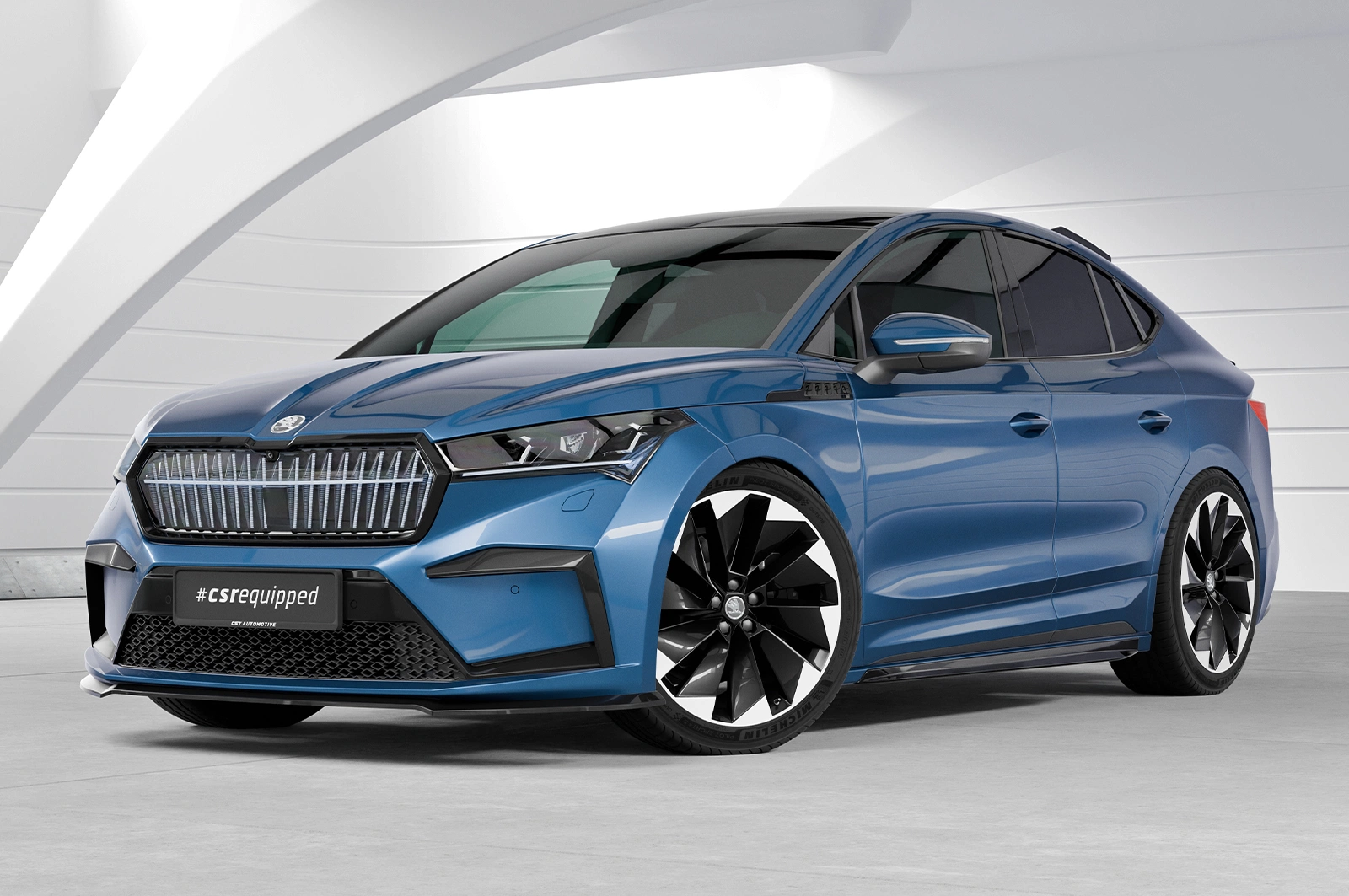 Voorspoiler passend voor Skoda Enyaq glans zwart