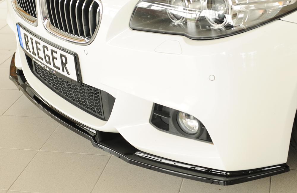 Voorspoiler passend voor BMW 5 Serie F10 M pakket Rieger Glans Zwart