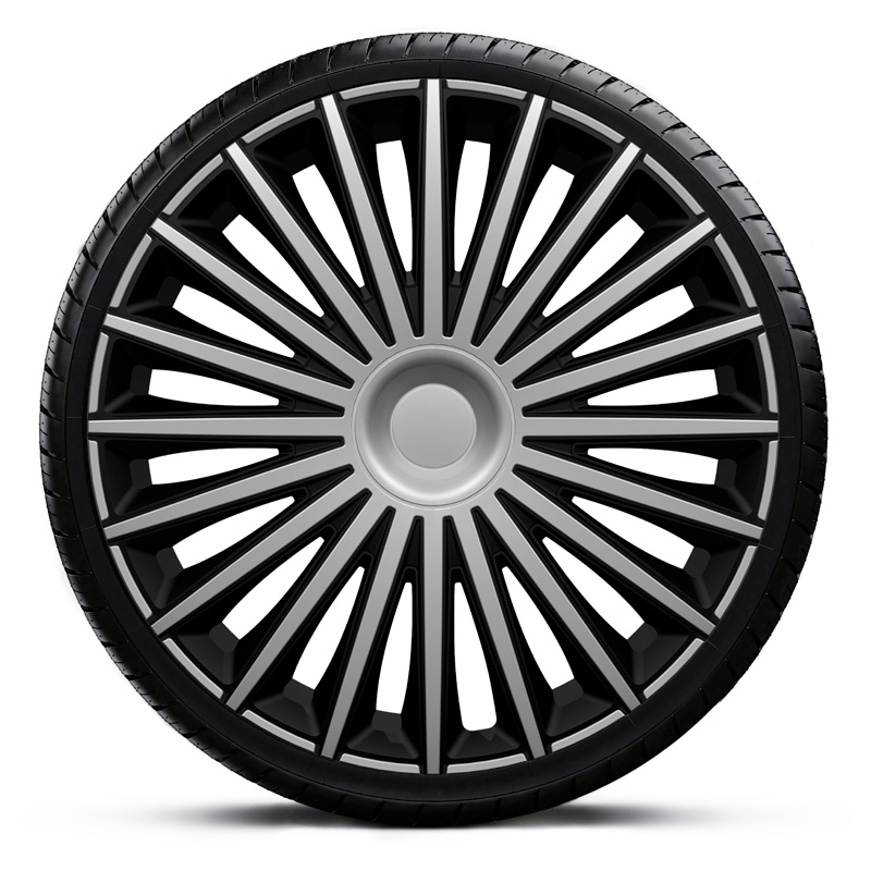 4-Delige Wieldoppenset Dakota 16-inch zilver/zwart