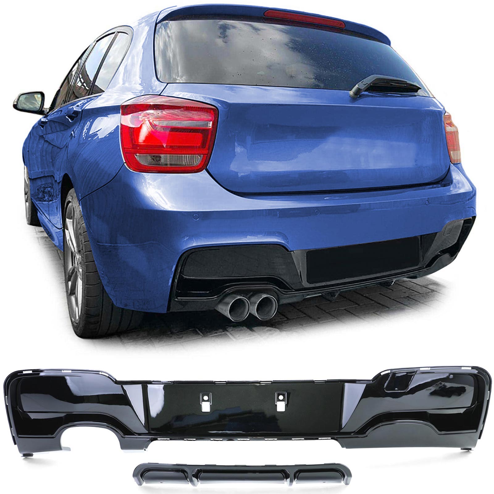 Diffuser passend voor BMW 1 Serie F20 F21 11-15 Glans Zwart