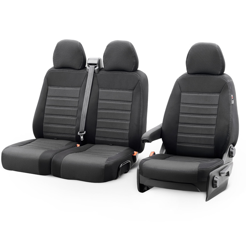 Original Design Stoffen Stoelhoezenset 2+1  Renault Trafic/Fiat Talento/Nissan NV300/Opel Vivaro 2014- (split in zitvlak/rug bank)
