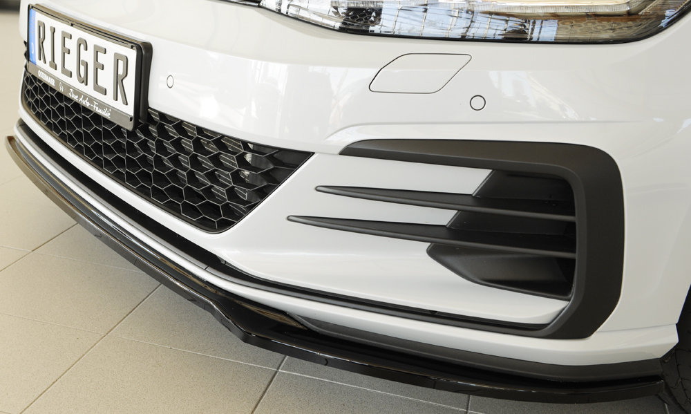Voorspoiler passend voor Volkswagen Golf 7 FL GTI GTD GTE Rieger Glans Zwart