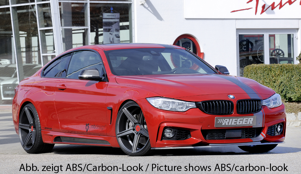 Voorspoiler passend voor BMW 4 Serie M Pakket F32 F33 F36 Rieger Glans Zwart