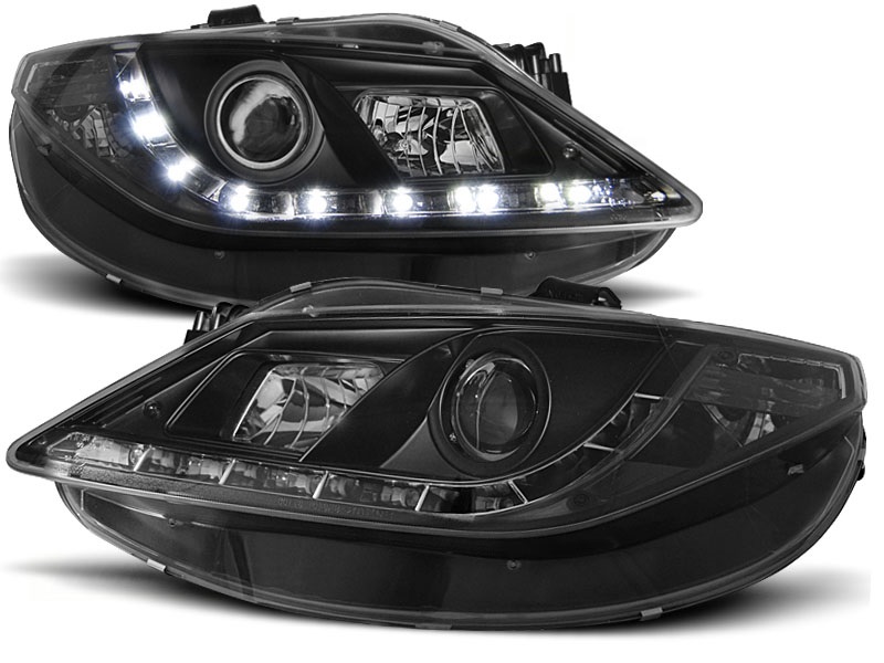 Set Koplampen in DRL-Look  Seat Ibiza 6J 3/5-deurs 2008-2012 - Zwart
