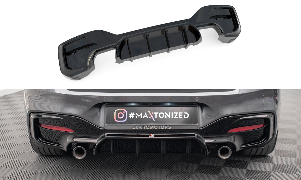 Diffuser passend voor BMW 1 Serie M Pakket / M135i / M140i F20 / F21 Maxton Glans Zwart