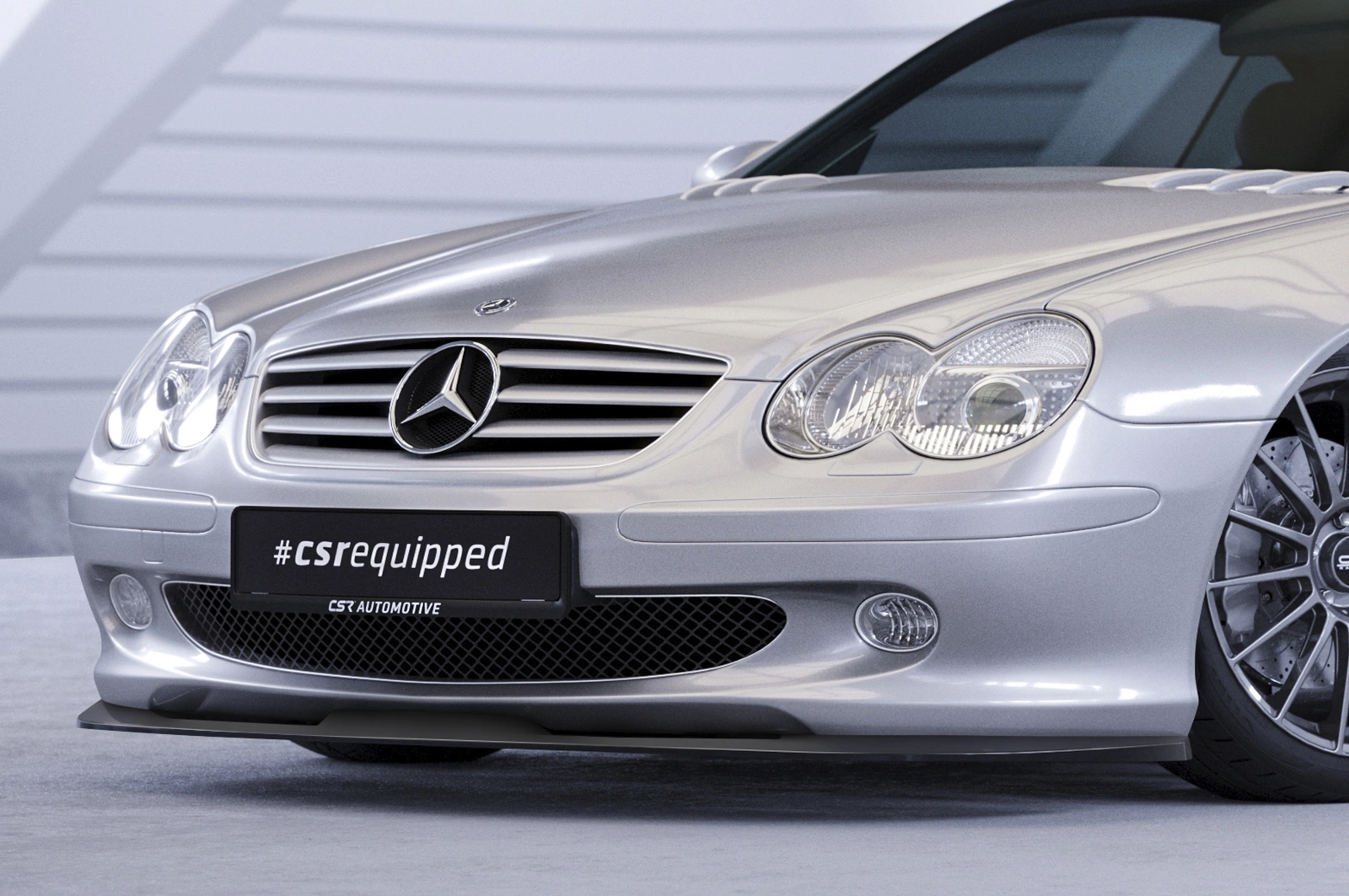Voorspoiler passend voor Mercedes-Benz SL-Klasse R230 Glans Zwart – 2001–2005