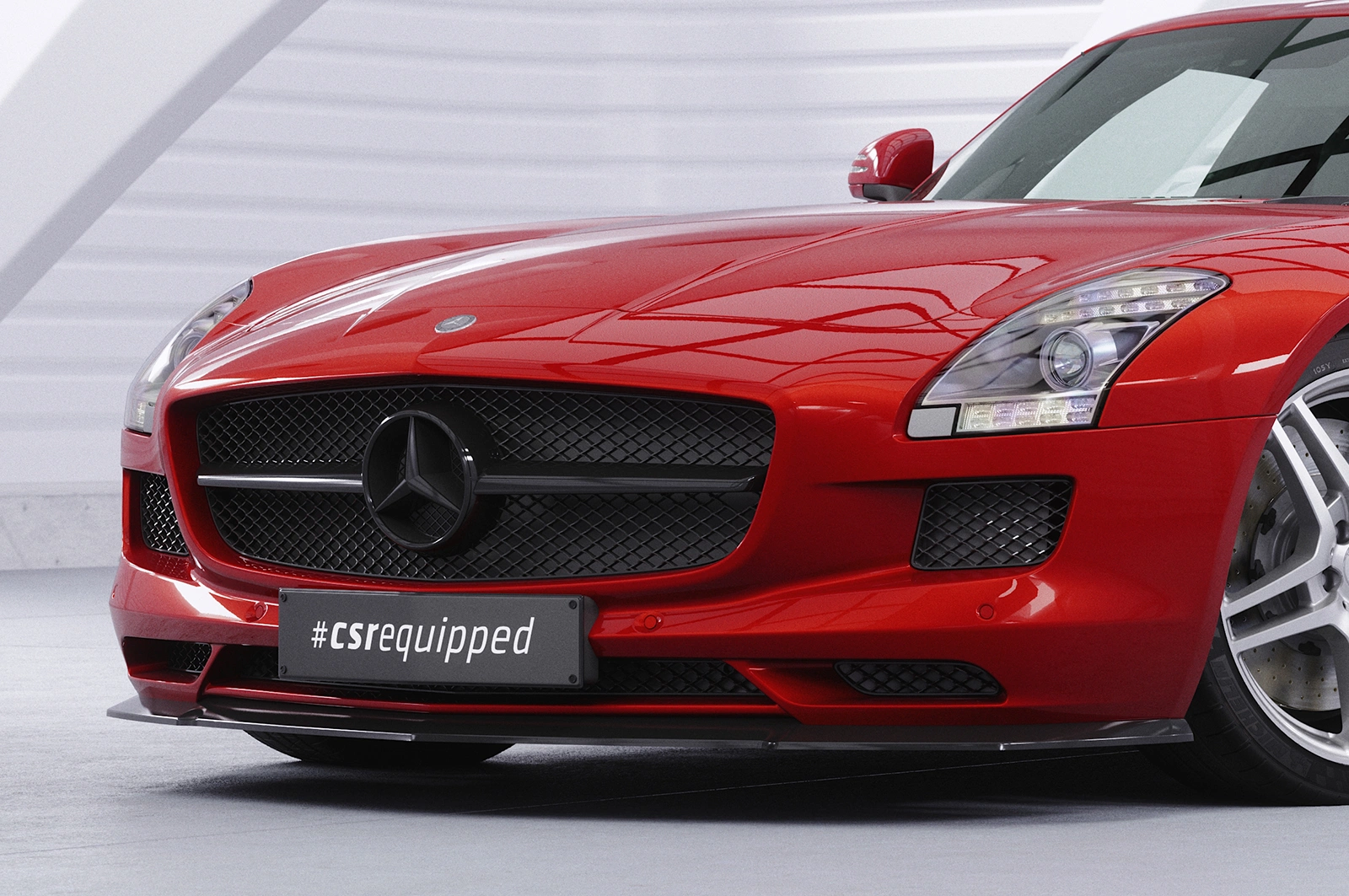 Voorspoiler passend voor Mercedes-Benz SLS AMG (197) glans zwart – 2009–06/2014