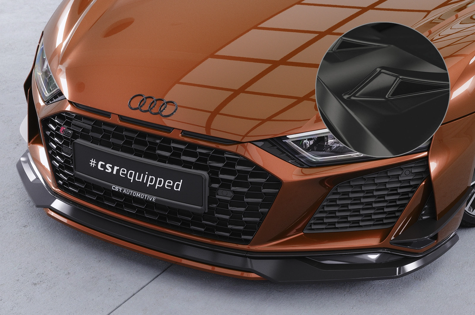 Voorspoiler passend voor Audi R8 (Typ 4S) Glans Zwart – CSR Automotive