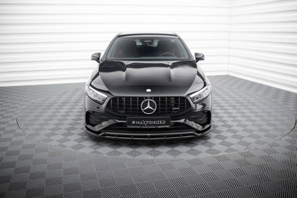 Voorspoiler passend voor Mercedes A Klasse AMG Pakket / A35 AMG Maxton Glans Zwart