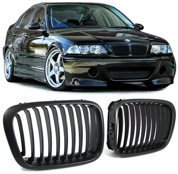 Grill Nieren passend voor BMW E46 Limousine/Compact 98-01 Mat Zwart