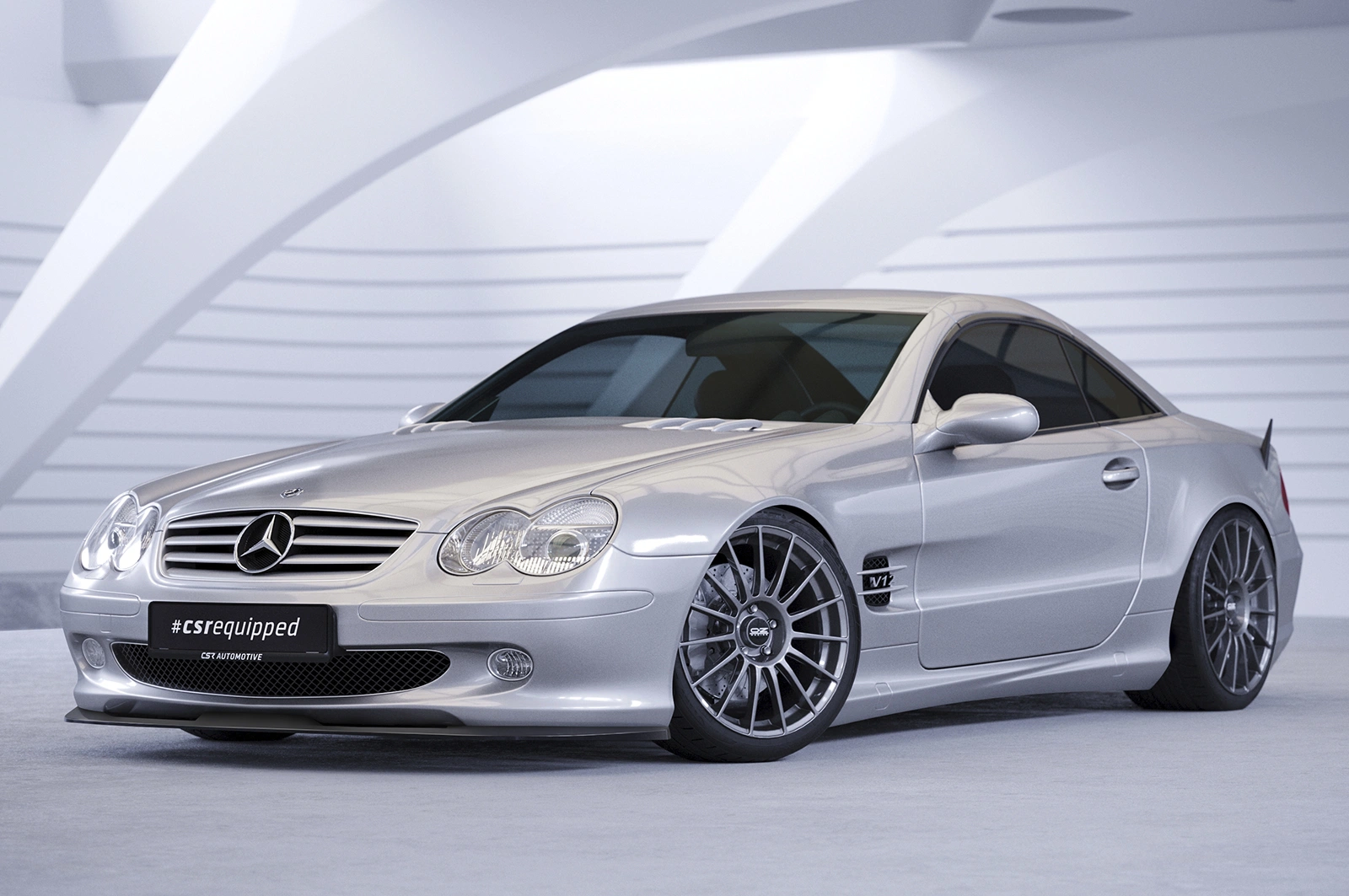 Voorspoiler passend voor Mercedes-Benz SL-Klasse R230 Glans Zwart – 2001–2005