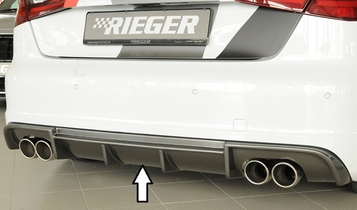 Achterbumper Diffuser passend voor Audi A3 8V 12-16 3deurs/Sportback Rieger Carbon-look