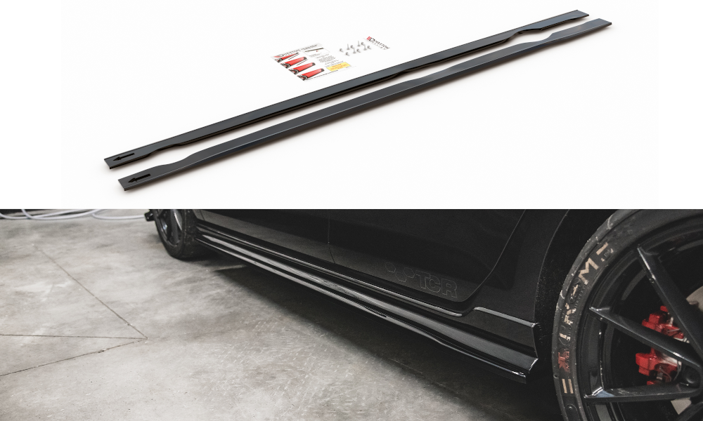 Zijskirts passend voor Volkswagen Golf 7 GTI TCR Maxton Glans Zwart