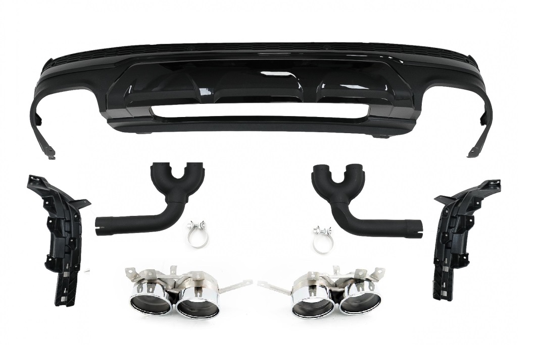 Diffuser passend voor Audi Q7 SUV 4M Facelift (2020-up) SQ7 Design Zwart / Chroom