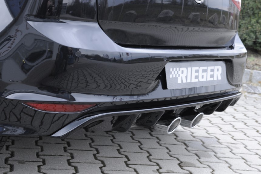 Diffuser passend voor VW Golf 7 R-line Rieger dubbele uitlaat glans zwart