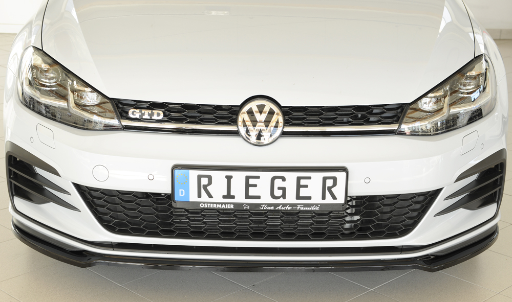 Voorspoiler passend voor Volkswagen Golf 7 FL GTI GTD GTE Rieger Glans Zwart