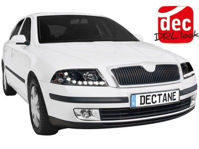 Koplampen passend voor Skoda Octavia 05-09 DRL look Devil Eyes zwart