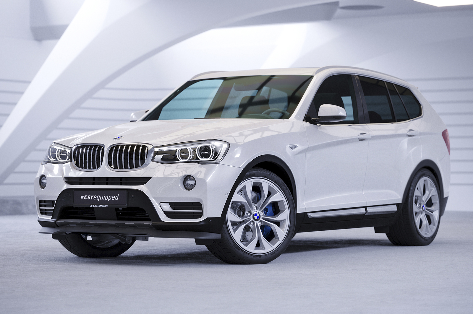 Voorspoiler passend voor BMW X3 F25 LCI CSR Glans Zwart