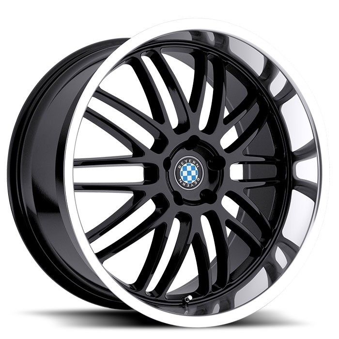 Velgen Beyern Mesh 17x7 4x100 ET27 Glanzend Zwart + Machined Ran