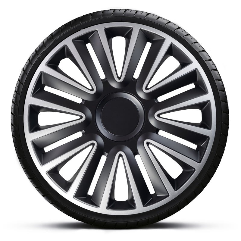 4-Delige Wieldoppenset Quadro 16-inch zilver/zwart