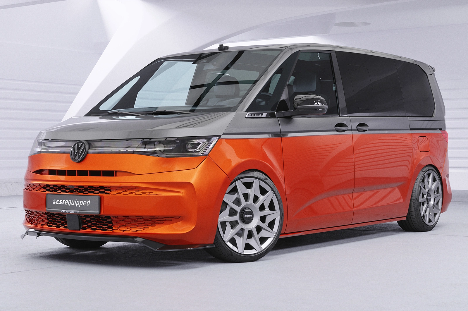 Voorspoiler passend voor VW T7 glans zwart