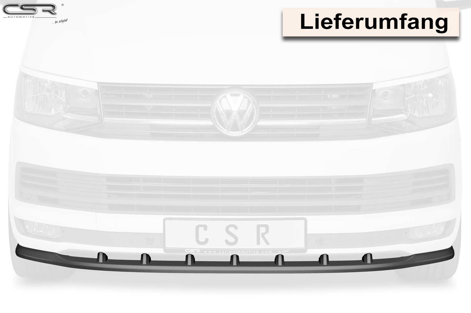 Voorspoiler passend voor VW T6 Multivan Glans Zwart
