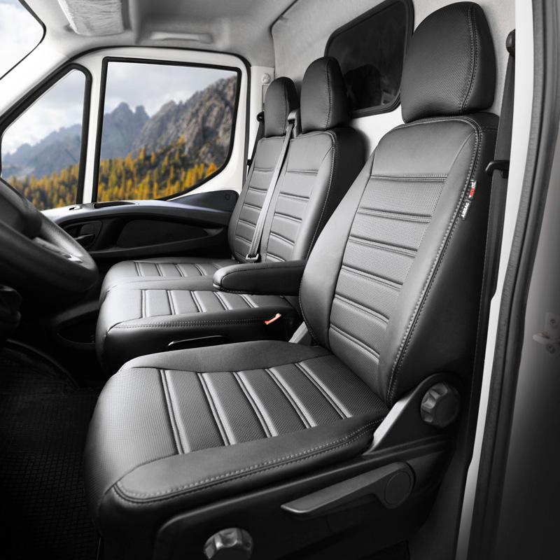 New York Design Kunstleder Stoelhoezenset 2+1  Citroën Jumpy/Peugeot Expert/Toyota Proace 2016-/Opel Vivaro 2019-/ Fiat Scudo 2022- (zonder split in stoel/bank)