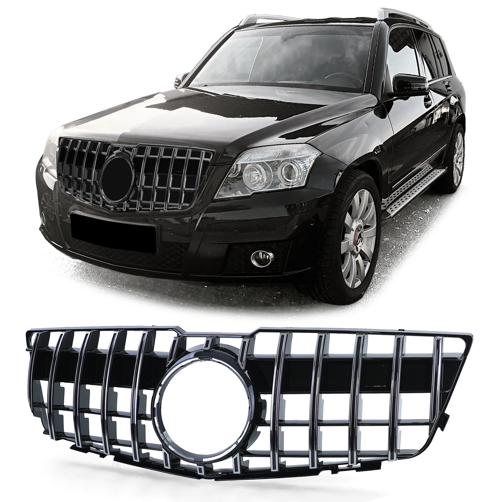 Grill passend voor Mercedes Benz GLK-Class X204 (2008-2012) Zwart Chroom