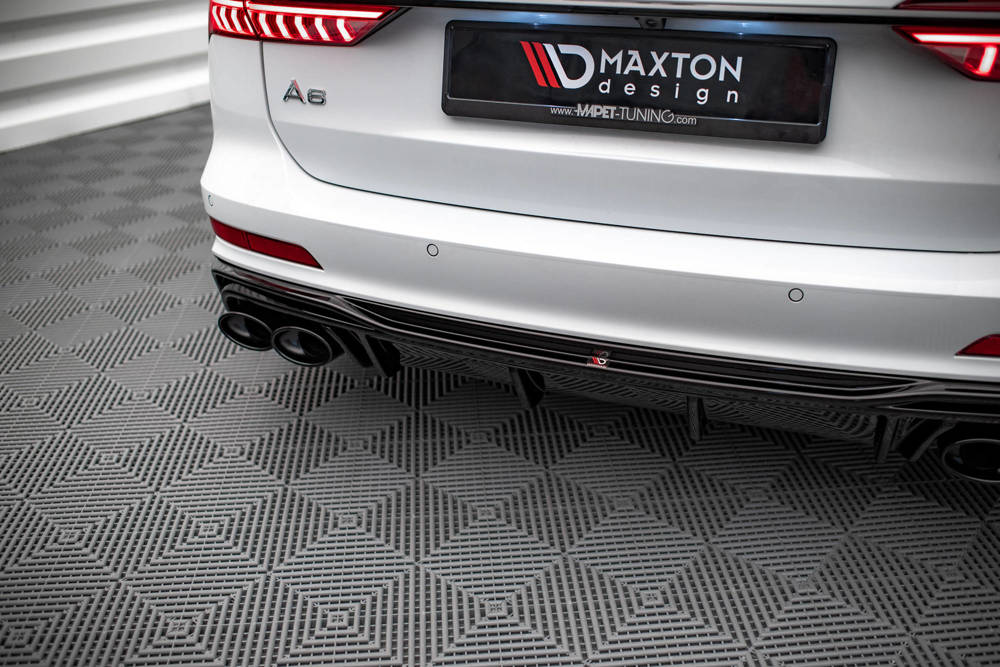 Diffuser passend voor Audi A6 C8 S-Line Maxton Glans Zwart Chrome Sierstukken
