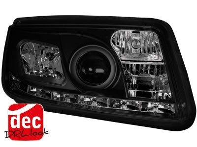 Koplampen passend voor VW Bora DRL look Devil Eyes Zwart