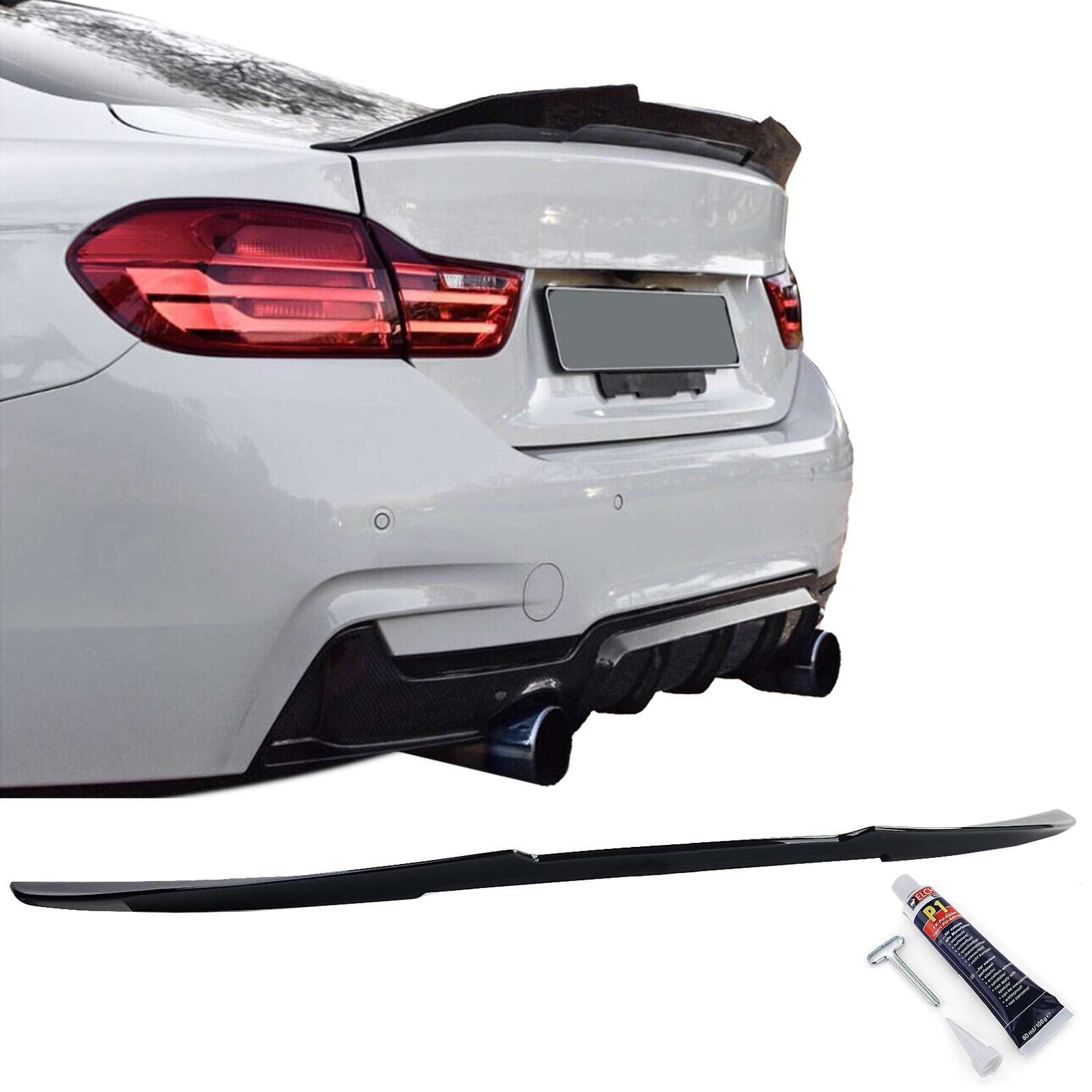 Spoiler passend voor BMW 4 Serie F32 / M4 F82 Coupe Glans Zwart