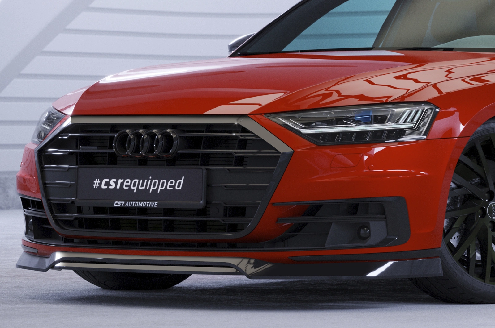 Voorspoiler passend voor Audi A8 (D5) Glans Zwart (2017–2021) CSR
