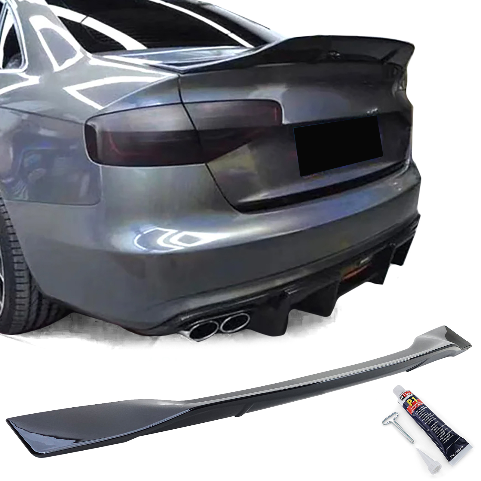 Spoiler passend voor Audi A4 B8 Sedan Glans Zwart