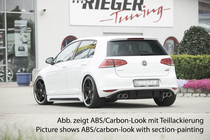 Zijskirts passend voor VW Golf 7 Rieger carbon-look met uitsparing