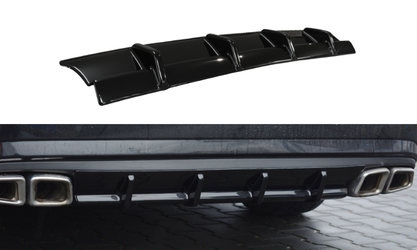 Diffuser passend voor Mercedes E63 AMG W212 Maxton Design glans zwart