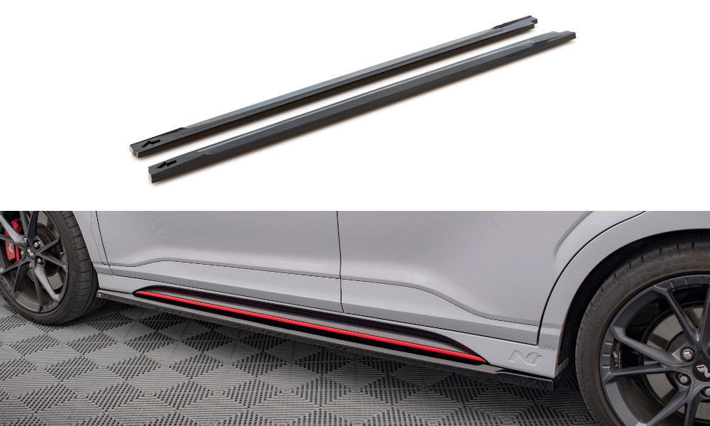 Zijskirts V.1 Hyundai Kona N Maxton Glans Zwart