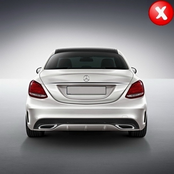 Diffuser passend voor Mercedes C W205 AMG Look met Sierstukken Zwart
