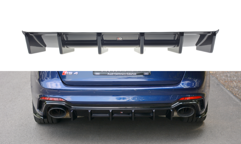 Diffuser passend voor Audi RS4 B9 Avant Glanzend Zwart